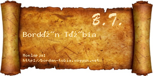 Bordán Tóbia névjegykártya